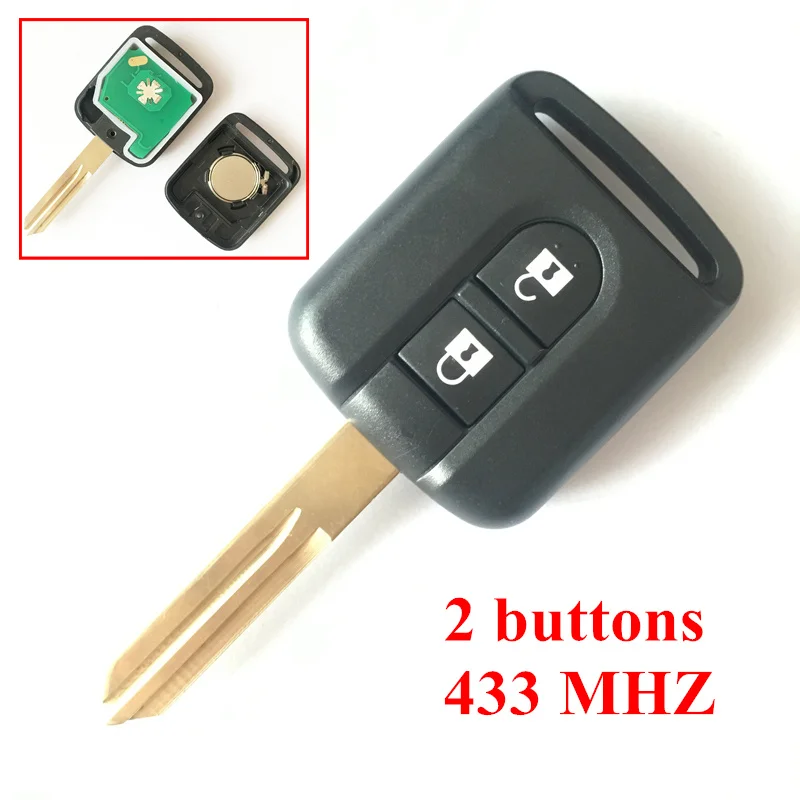 2 Buttons Remote Key 433 MHZ For Nissan Elgrand X TRAIL NAVARA MICRA PRIMERA Remote Key