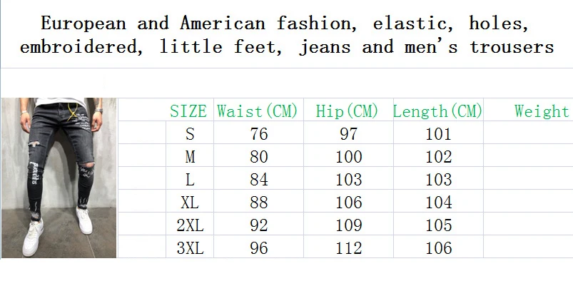 Men's New Stretchy Ripped Skinny Jeans Destroyed Denim Pants Mens Casual Elastic Waist Pencil Pants