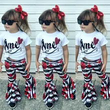 PUDCOCO одежда для начинающих ходить Одежда для детей; малышей; девочек полосатый цветок-колокольчик-штаны, леггинсы и брюки для маленьких девочек длинные штаны От 1 до 6 лет