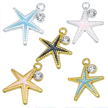 

6pcs/lot Cute 5 colors Starfish Charm Pendant for Women Grils Jewelry Making Pendant DIY Handmade Craft Fine Gifts Size19*23*2mm
