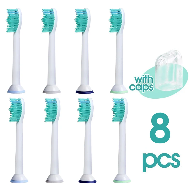 8 шт. насадки для электрической зубной щетки для Philips Sonicare proresyota HX6013 HX6011 HX6012 HX6014 HX6018 с защитными колпачками