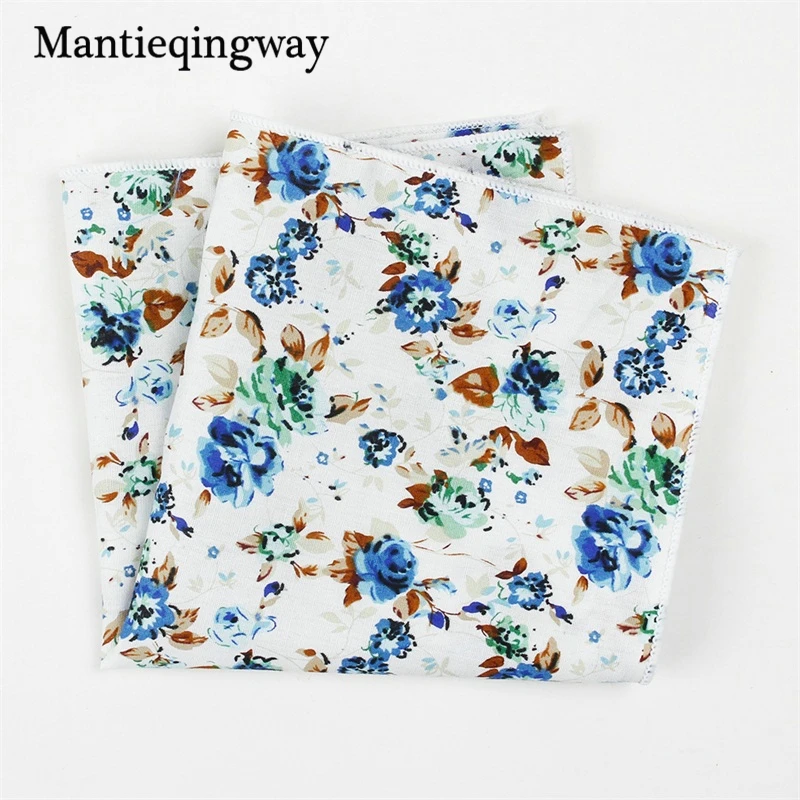Mantieqingway с цветочным принтом платок для женщин Винтаж Хлопок Карманный платок человека удобные карман 26*26 см