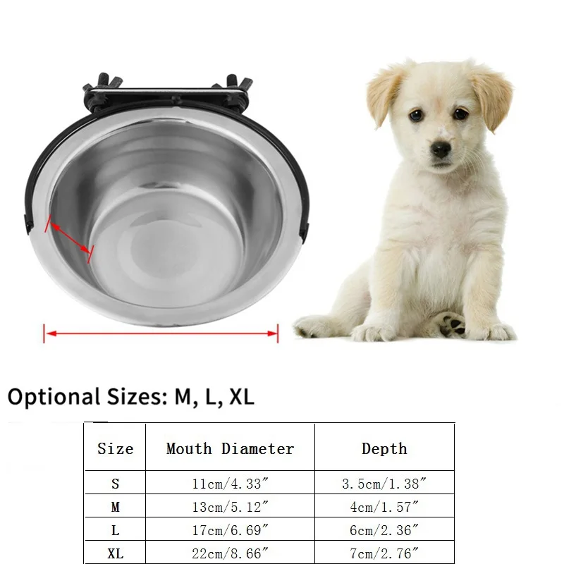 Pet Съемная клетка подвесная нержавеющая сталь Фидер прочная собака миска для воды еды 4 размера