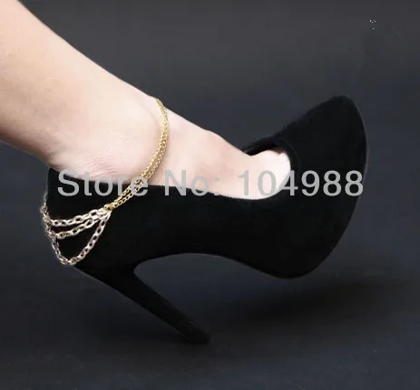 

2014 FREE SHIPPING STYLE BY-96 GOLD COLOUR ALLOY METAL CHAIN ANKLETS BOOTS HEELS CHAIN JEWELRY