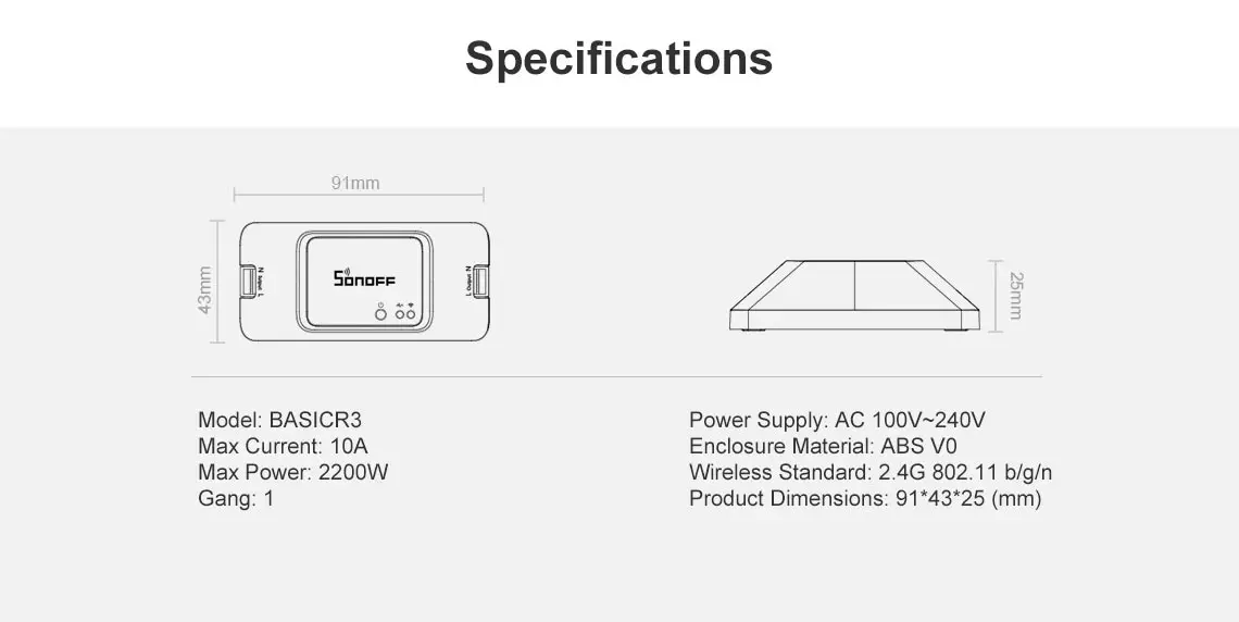 Itead Sonoff BASIC R3 умный Wifi переключатель беспроводной пульт дистанционного управления поддерживает LAN/APP/Vocie Управление работает с Alexa Google Home IFTTT