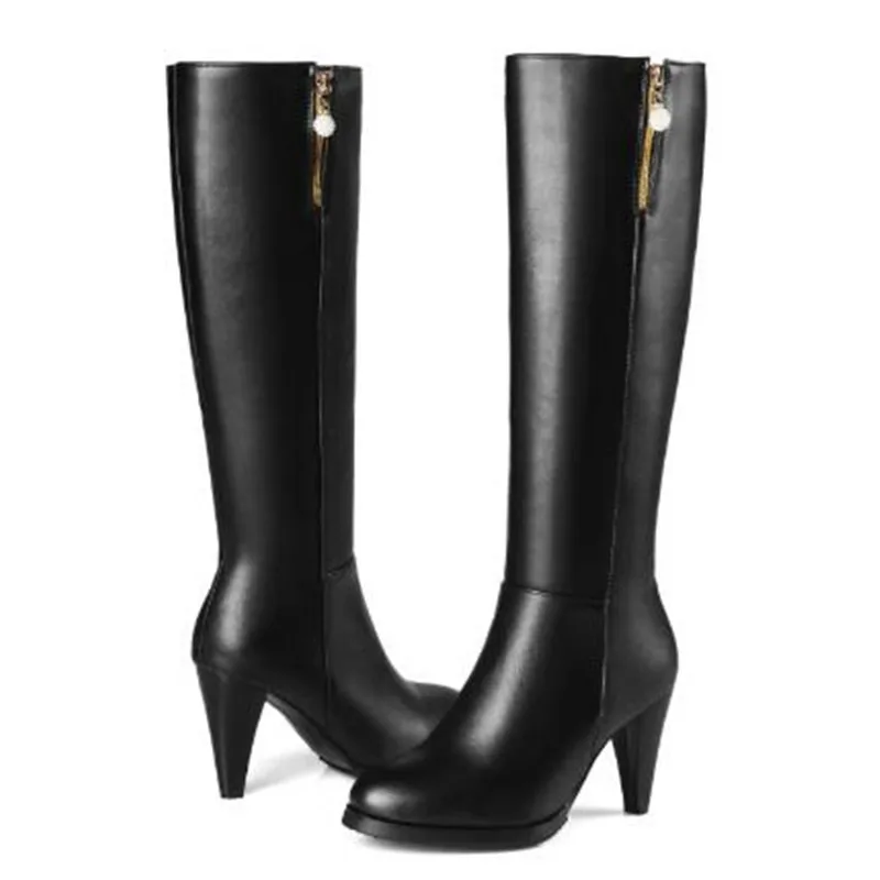 Women Boots Autumn and winter New style High-heeled Side zipper Boots Cashmere Keep warm fashion Women Boots plus size 34-45