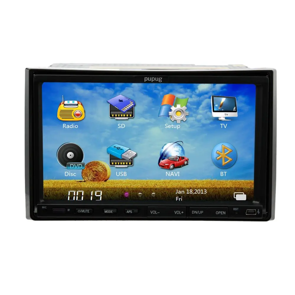 Free Map 7 Inch Double 2 Din GPS Navigation Car DVD Player with Bluetooth SD/USB/ipod/TV HD