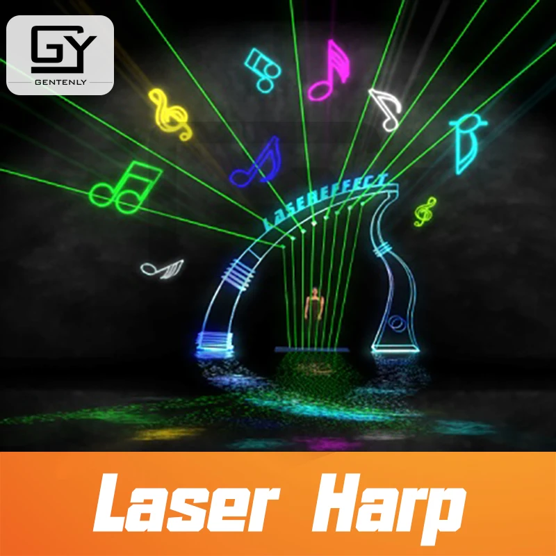 

Room escape prop playing laser harp touch the laser beam with right rhythm/sequence to escape from the room musical notes prop
