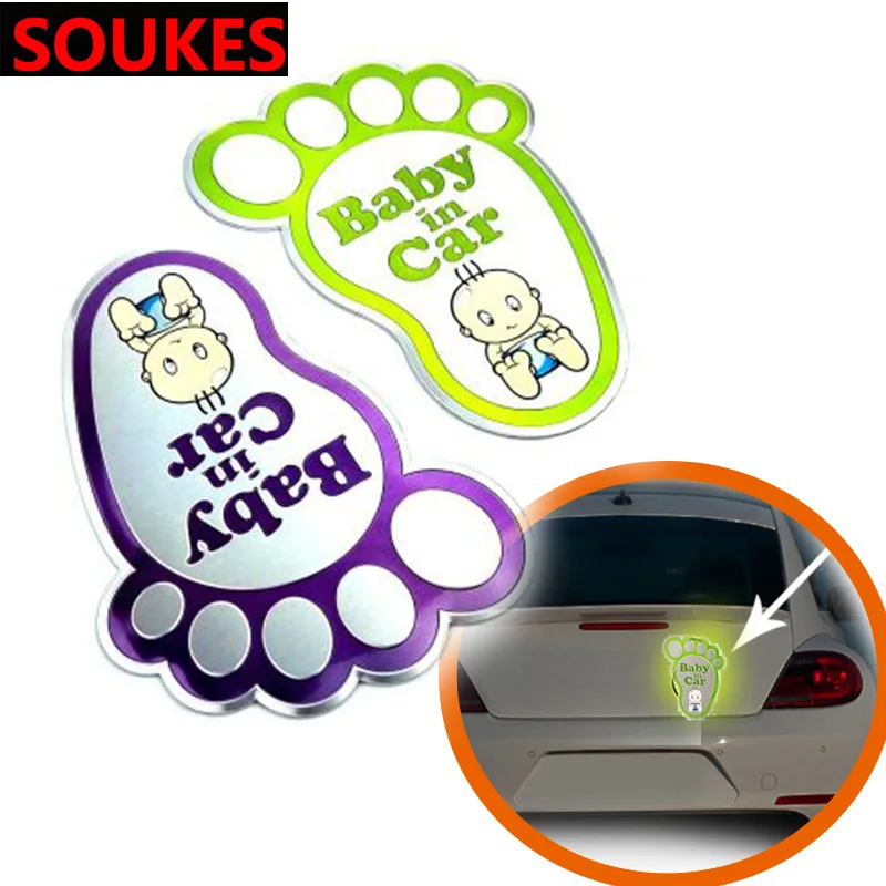 

3D Aluminum Baby In Car Reflective Warning Sticker For Jeep Renegade Volkswagen VW Passat B6 B8 B7 CC Polo Lada Granta Vesta