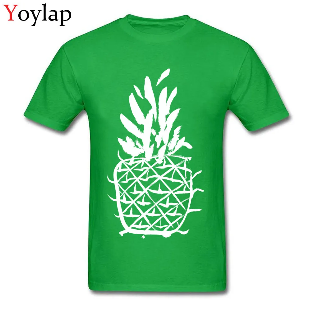 Hot Sale Casual Tops Tees Standing pineapple Fall Short Sleeve 100% Cotton Round Collar Mens T Shirt Casual Tee-Shirts green
