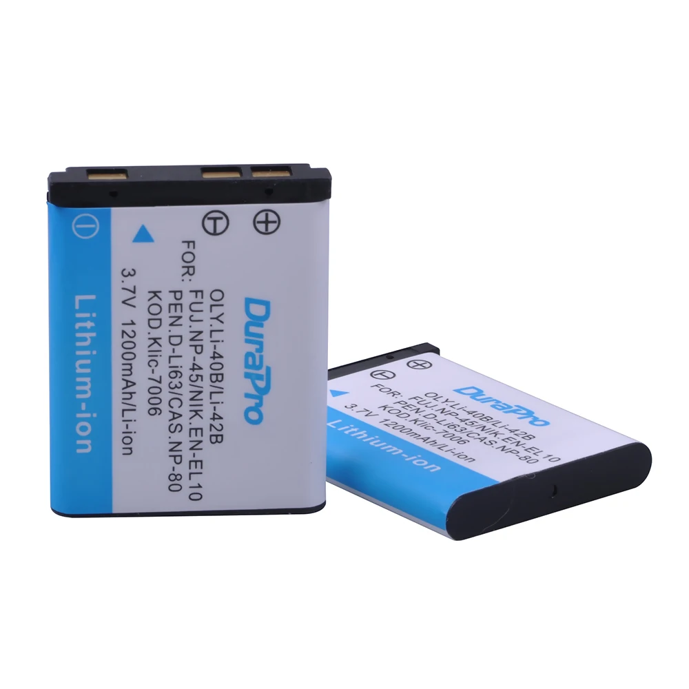 

2X 1200mAH Li-40B Li-42B Li 40B 42B Camera Battery for Olympus Li-42B for Pentax D-Li63 for Fuji NP-45 for Nikon EN-EL10
