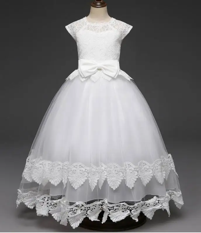 

Ankle length Princess Dress for Girls lace Short Sleeve Girl Wedding Birthday Party Dress Children Clothing 5-14T RC114111
