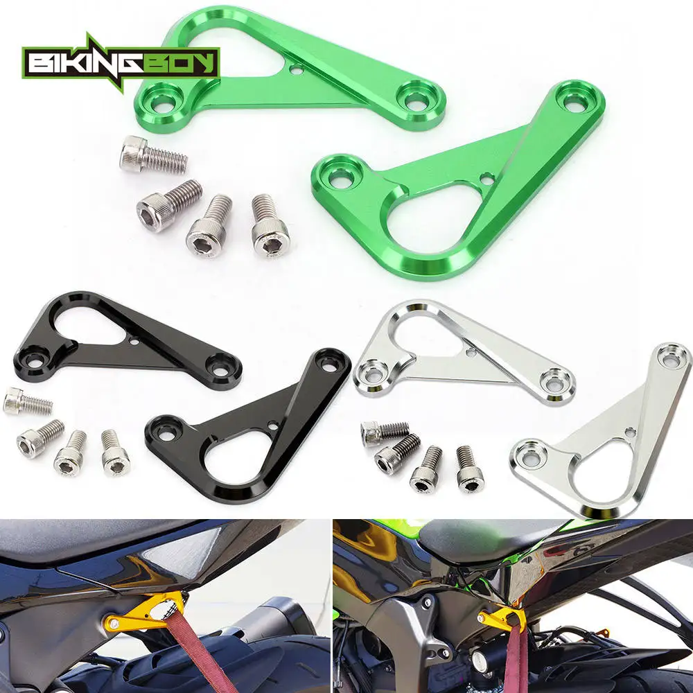 

BIKINGBOY 13 14 15 16 Racing Hooks for Kawasaki Ninja ZX6R ZX-6R ZX6-R Anodized Hook Subframe Tie Down With Bolt Aluminium Alloy
