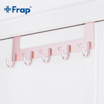 

Frap 5 Hooks Pink Clothes Hook Space Aluminum New Over The Door Home Bathroom Coat Towel Multipurpose Hanger Rack Y38023