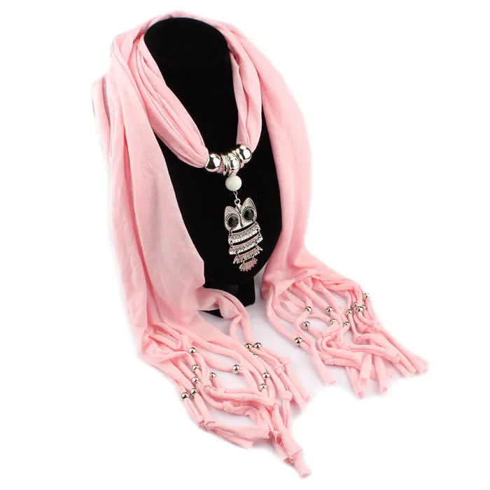 Autumn Scarf Women Necklace Scarves Luxury Owl Pendant Jewelry Tassels Scarf Winter Ladies Shawl Wraps Pashmina Bandana#LR10