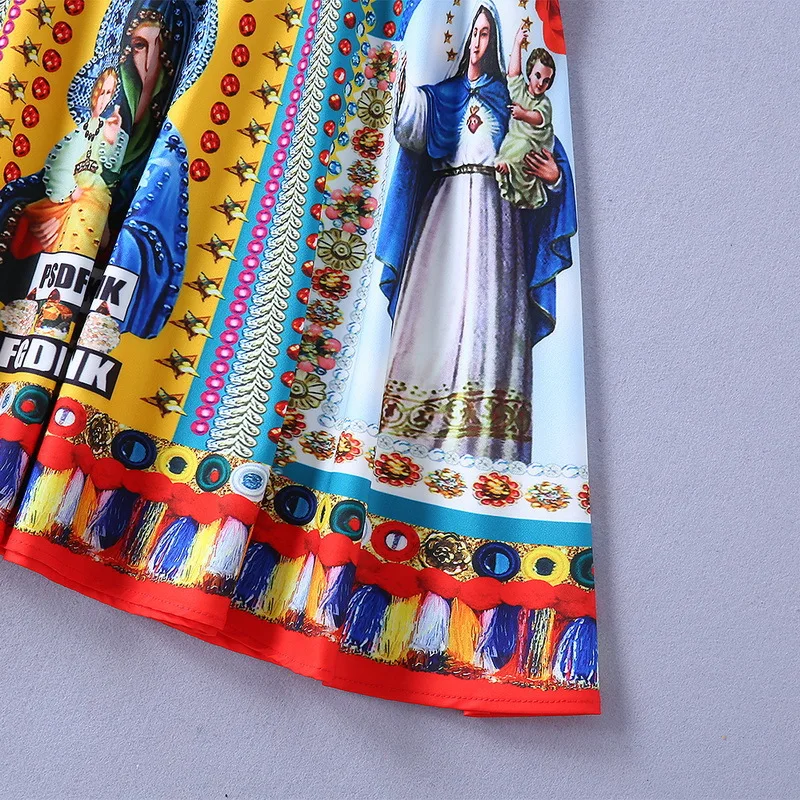 2019 сезон: весна-лето женские ретро печати Половина рукава платье Фирменная Новинка Дизайн Винтаж A227