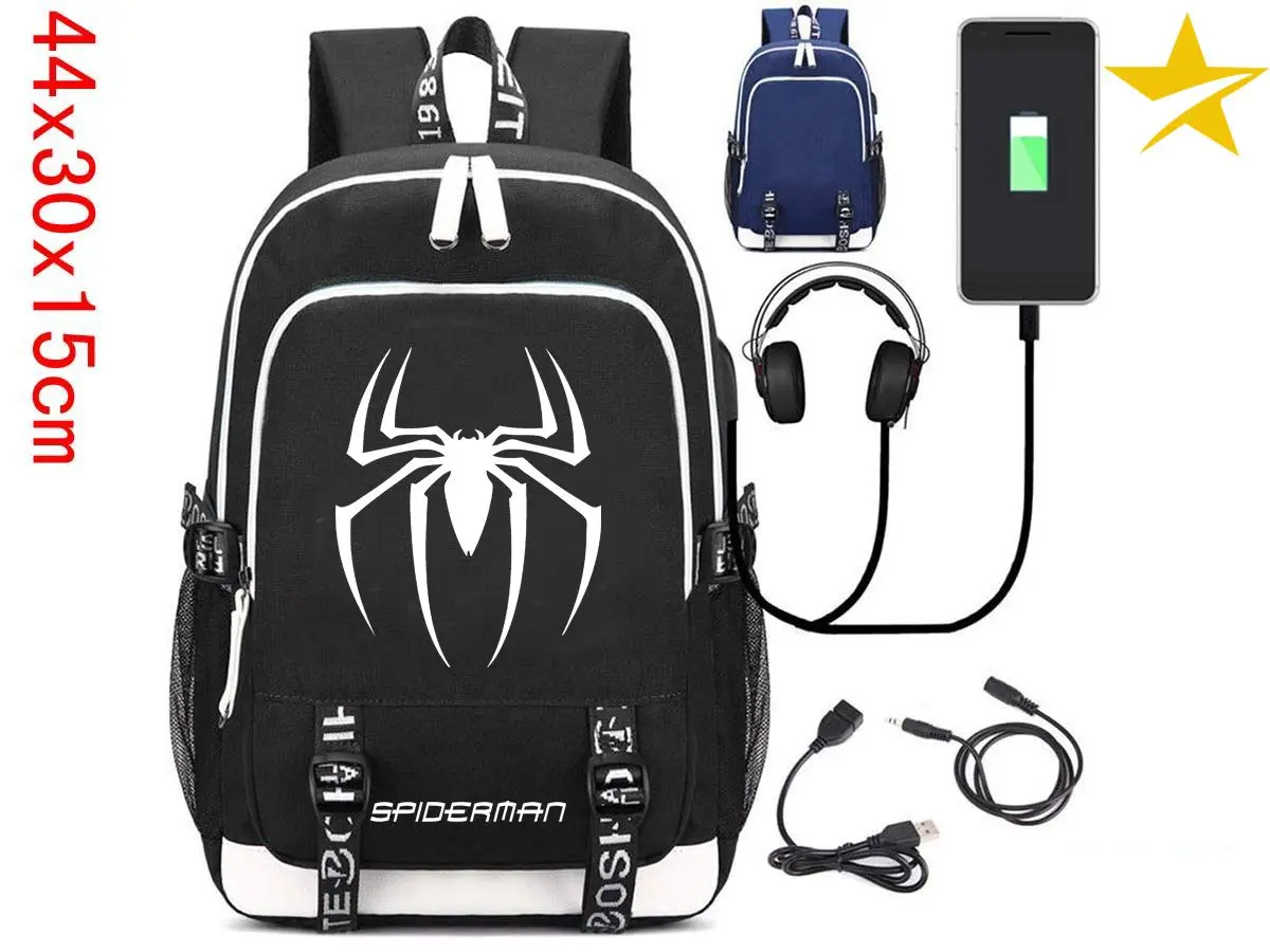 

Marvel Spider Man Laptop Backpack Canvas Backpacks USB Charging Port and Headphone Port Anti Theft Travel School Bag Laptop Bags