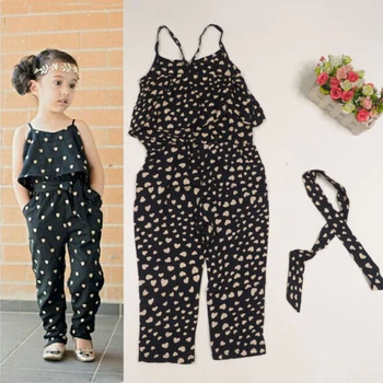 

Pudcoco Kids Girls Sleeveless Litter Care Dot Cotton Ruffles Romper Jumpsuits Playsuit Pants Summer Overalls 2-7T