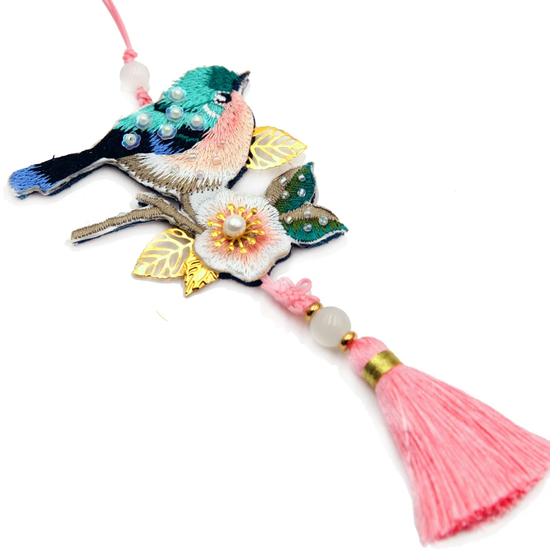 

Chinese Embroidery Birds Pendant 7x15cm Felt Cloth Ornament for Bag Decor Handwork Cloth Pendant for Gift Felt DIY Package