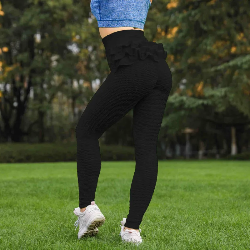 NORMOV Высокая талия Push Up обтягивающие женские леггинсы для фитнеса плиссированные макраме Леггинсы для женщин сплошной цвет дышащий