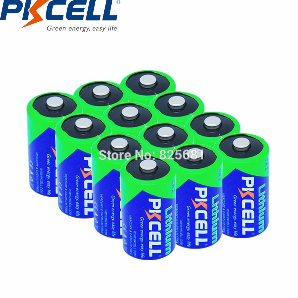 

12Pcs PKCELL Battery CR2 CR15H270 850mAh 3V Li- MonO2 Batteria For GPS Security Systems Camera Medical equipment Lamp Radio