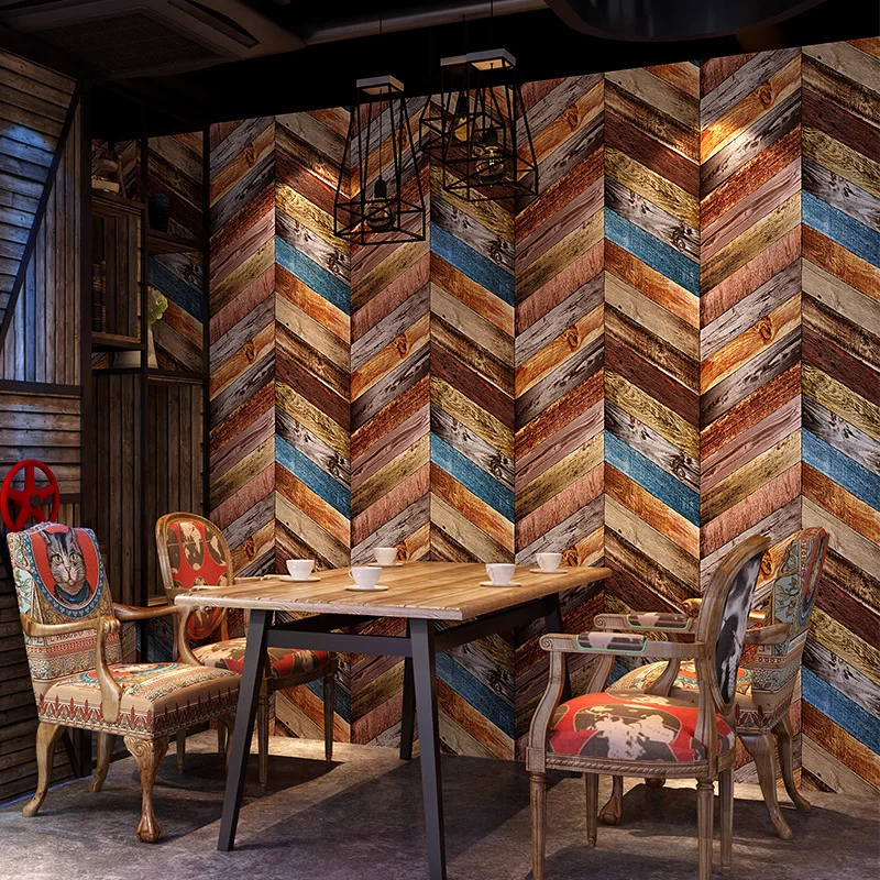 

Imitation wood grain wallpaper PVC 3d retro vintage american creative back wall decoration Restaurant KTV Nordic Wallpaper