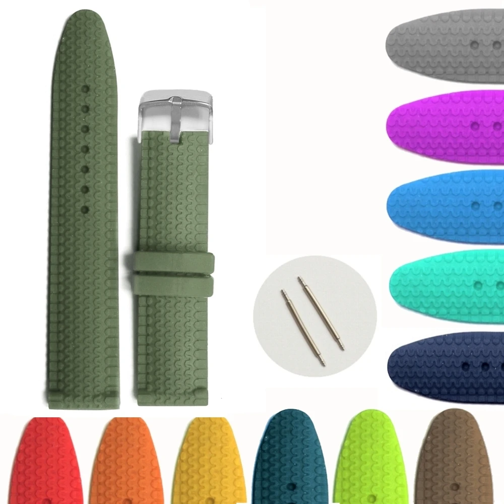 22mm Army Green Color Silicone Jelly Rubber Unisex Watch Band Straps