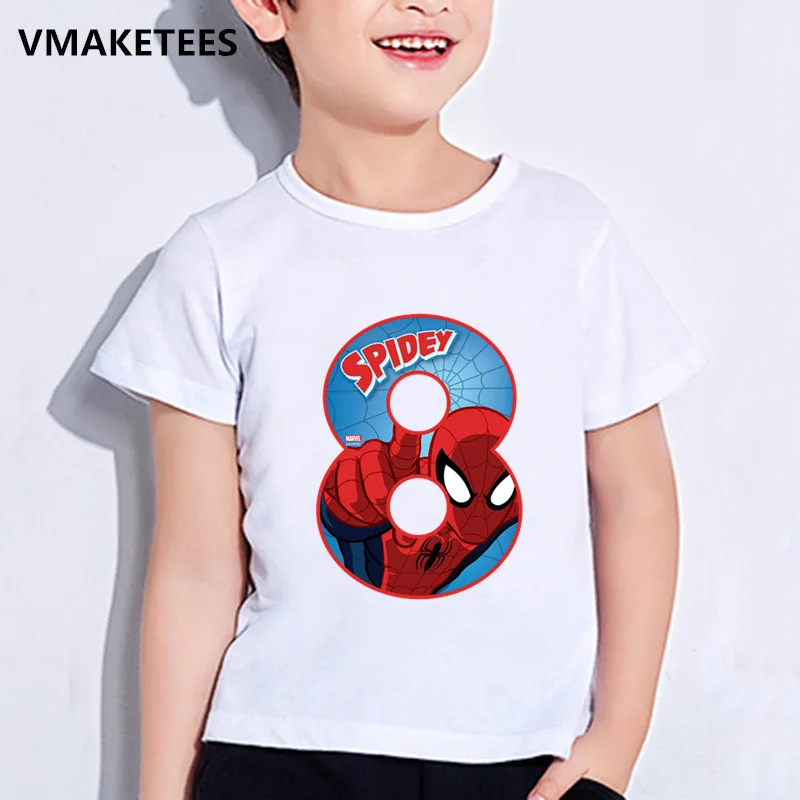 Детская футболка с принтом «Человек-паук»/«мстители» для детей 1-9 лет футболка Marvel для мальчиков и девочек одежда на день рождения ooo2429