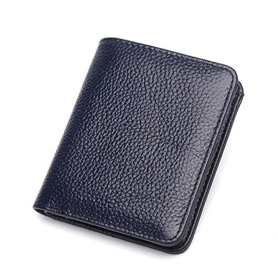 Fashion New Men's Wallet Genuine Leather Men Purse Small Wallet Short Men Card Holer Wallet Cowhide Soft Money Bag For Male - Цвет: Dark Blue