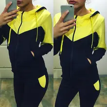 2017 fashion autumn and winter sportswear fashion stitching long-sleeved casual wear autumn sportswear 2 sets hoodie