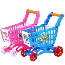 Мини магазинная Тележка для покупок детская игрушка пластиковая имитация Классическая игрушечная тележка на колесиках для детей девочек