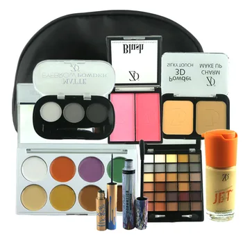 

GORON 10Pcs Makeup Set Eyeshadow Blusher Bronzer Eyebrow Powder Lipgloss Cream Foundation Concealer With Cosmetic Bag Kit FLE10N