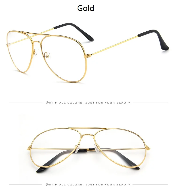 Популярные Классические Прозрачные очки в золотой оправе, Винтажные Солнцезащитные очки для женщин и мужчин, оптические авиационные очки, прозрачные очки Oculos De Grau