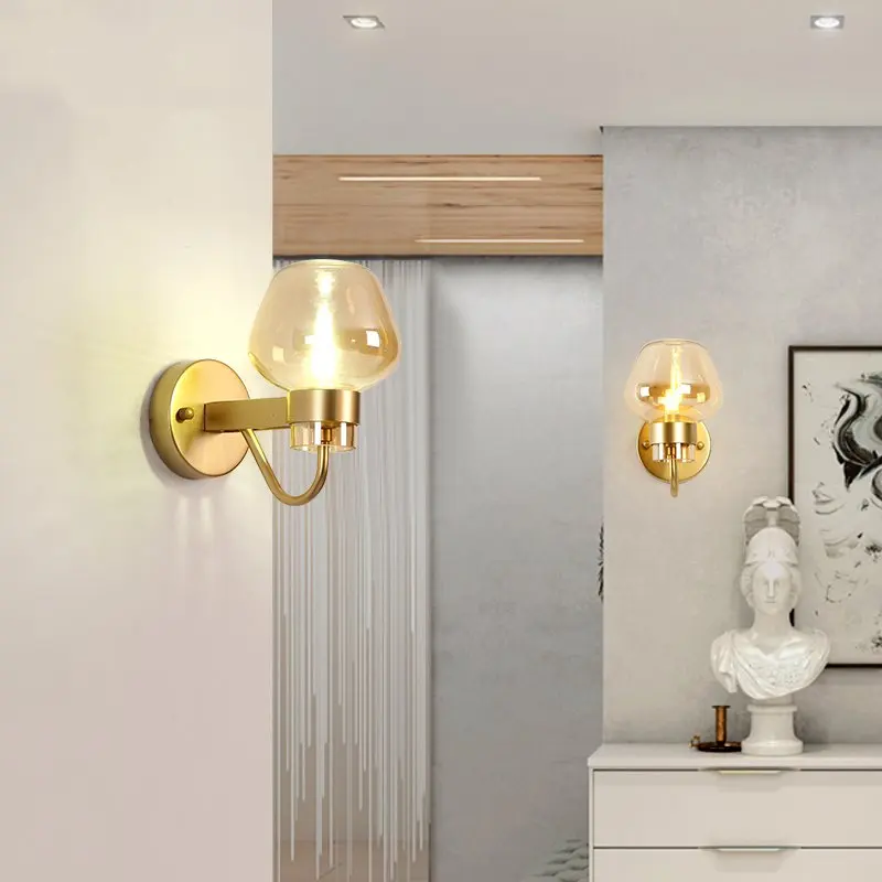 Us 48 36 21 Off Nordic Glass Loft Led Wall Lamps Vanity Light Black Gold Wall Lights Bedroom Living Room Corridor Staircase Decorative Lighting In