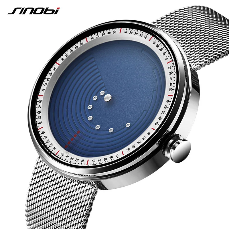 

SINOBI Creative Mens Wrist Watch 2018 Luxury Quartz Sport Watches Men Waterproof Stainless Steel Mesh Band Relogio Masculino