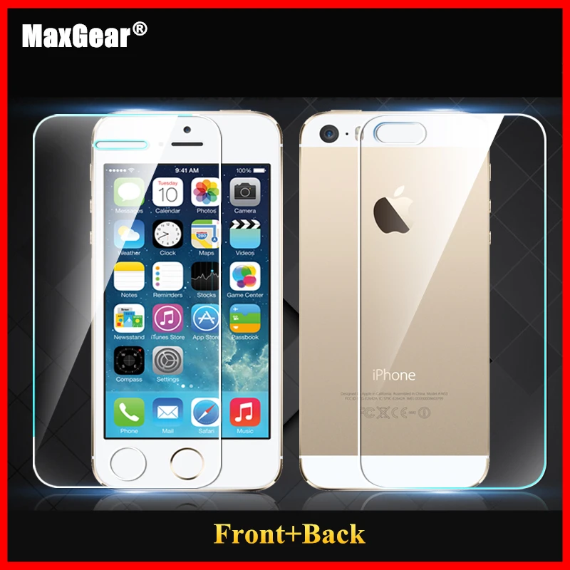 0.3mm 9H Front + Back Tempered Glass For iPhone 5 5S Screen Protector Anti Shatter Film 2014 New Free Shiping
