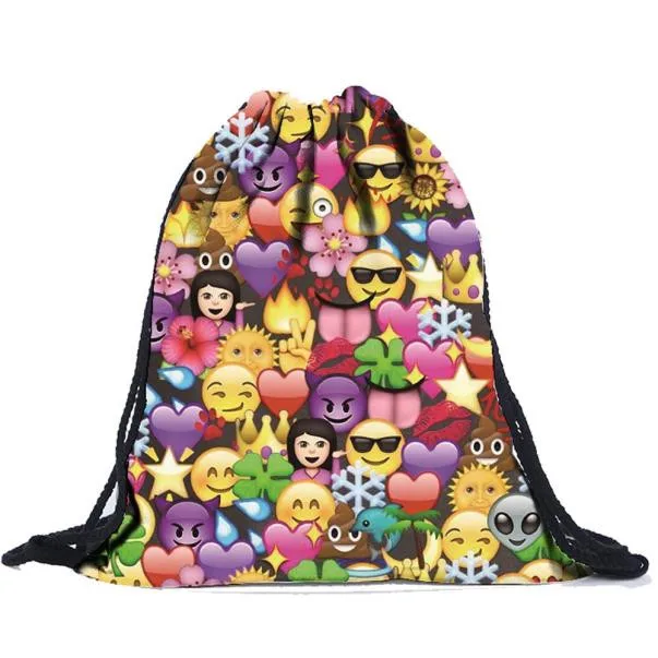 

ISHOWTIENDA Backpack Outdoor Unisex Emoji Backpacks 3D Printing Bags Drawstring Backpack Sack Bag Women Fashion Bag #WL