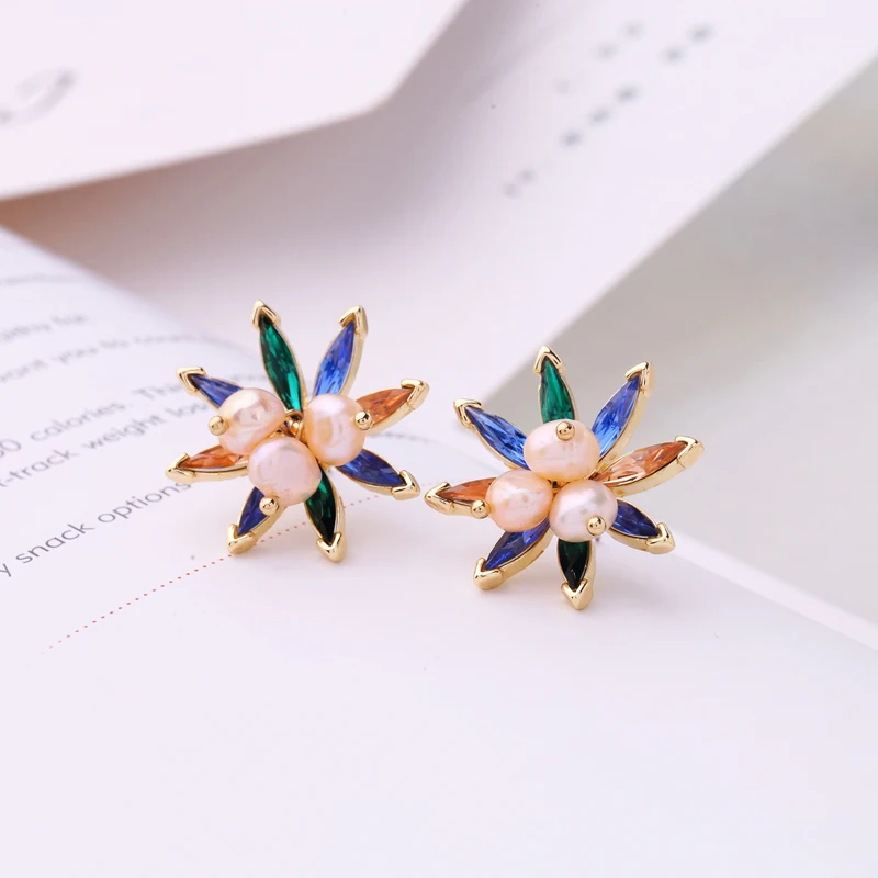 

ed00496c Fashion Multi Color Pearl Flower Pink Tassel Stud Earrings New 2018 Jewelry Gifts
