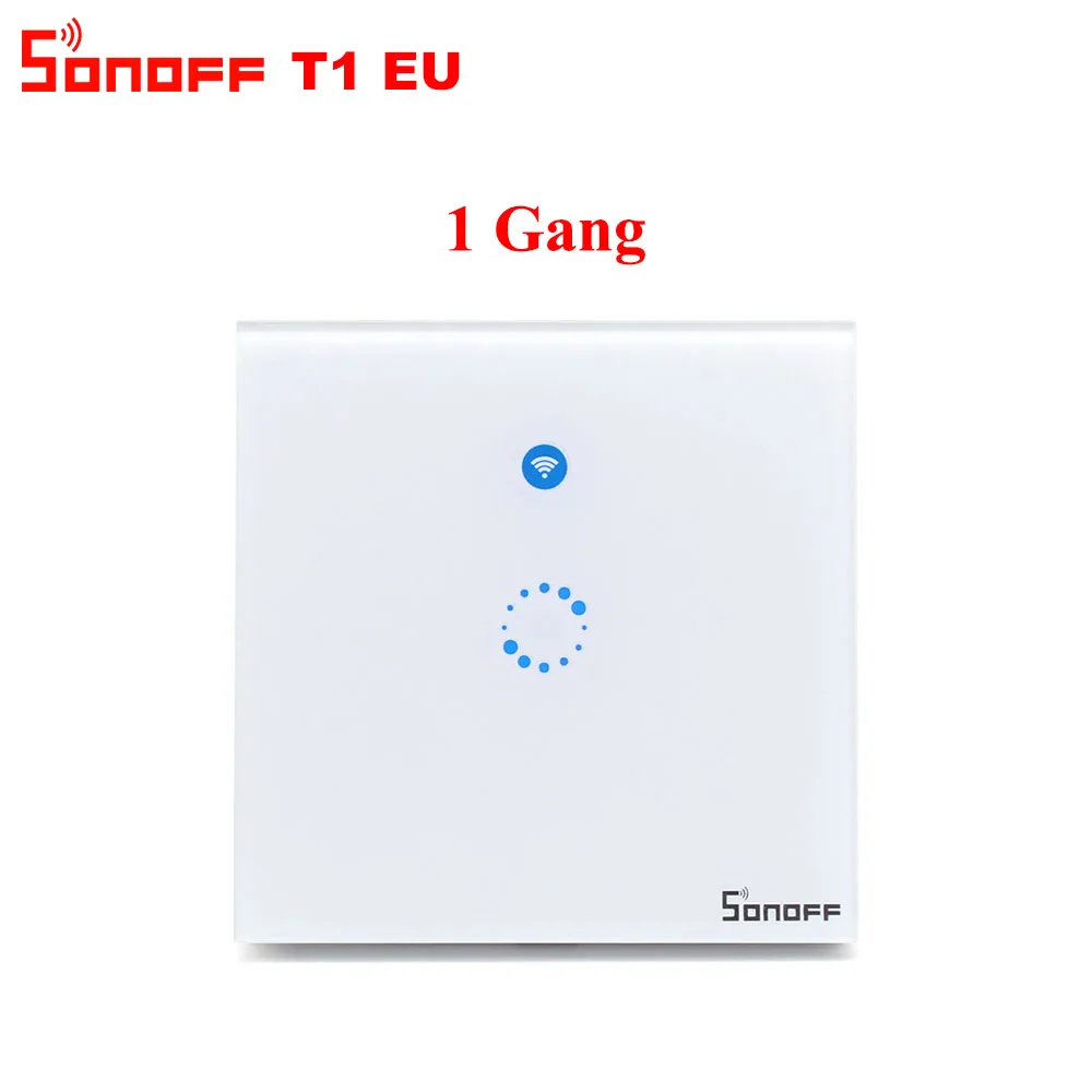 Itead Sonoff T1 EU 2 банда 1 способ Wifi настенный переключатель беспроводной дистанционный светильник реле приложение сенсорное управление Wifi умный переключатель работа с Alexa - Комплект: EU 1 Gang