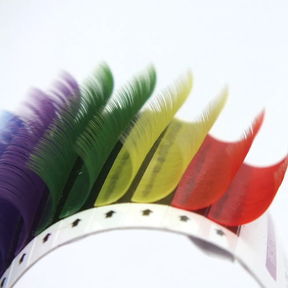 

12Rows Mixed Rainbow Color Eyelash Extension 0.1mm C/D Curl High Quality Colorful Eyelashes Makeup Tools