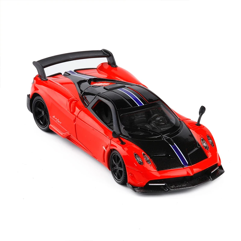 1/31 Pagani Huayra BC литая модель автомобиля из металлического сплава, белый и красный цвета, мигающая игрушка для детей на день рождения