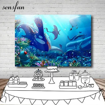 

Sensfun Under The Sea Backdrop Shark Fish Backgrounds For Photo Studio Customized 7x5FT Vinyl