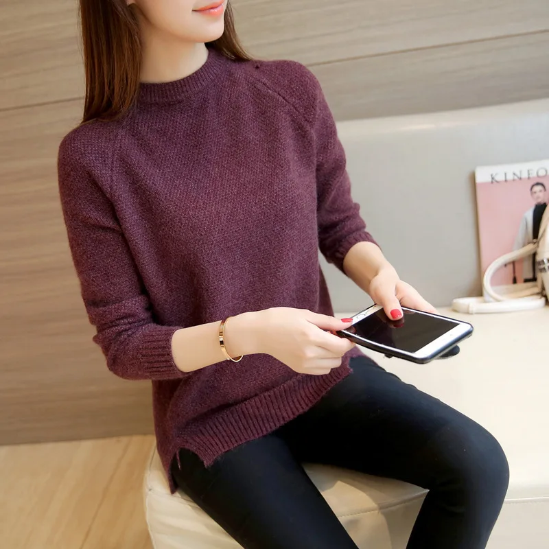 Danjeaner 2018 Women Sweaters and Pullovers Autumn Winter Long Sleeve Pull Femme Solid Pullover Female Casual Knitted Sweater