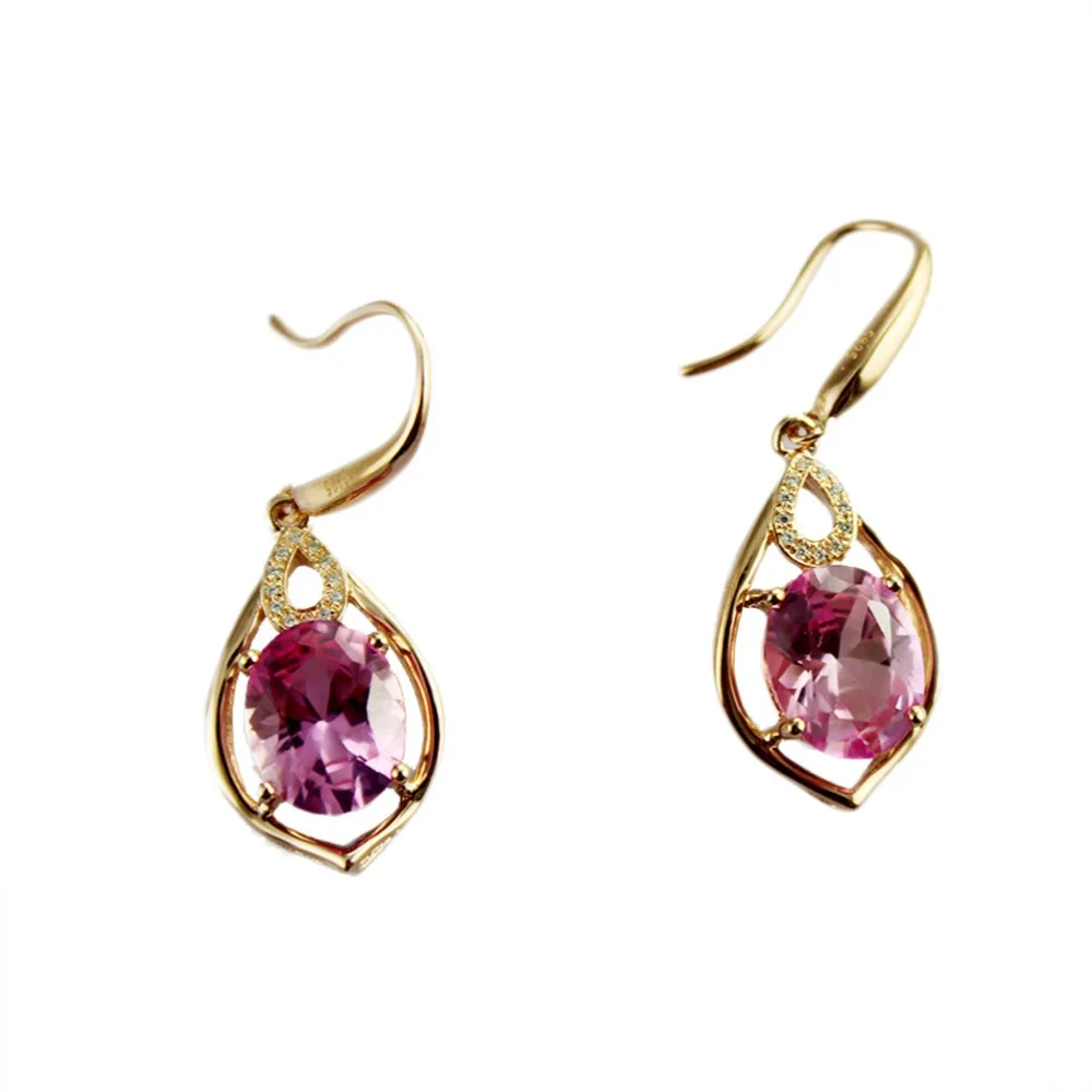 

Jade Angel 18k Rose Gold Plated 925 Silver 8x10mm Oval Cut Pink Cubic Zircon Earrings Amethyst Earring Fine Earring