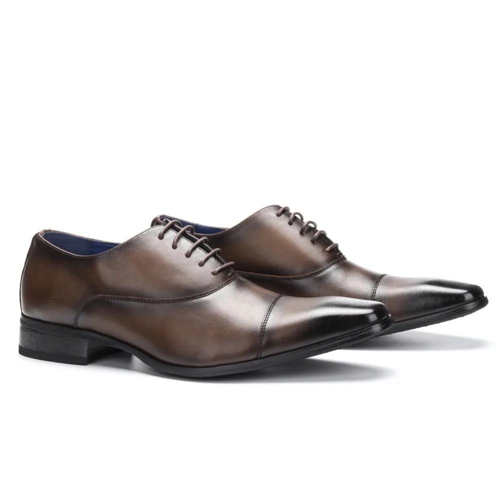 CMT 2019 New luxury brand designer mens genuine leather shoes dark brown lace up breathable business mens formal dress shoes3