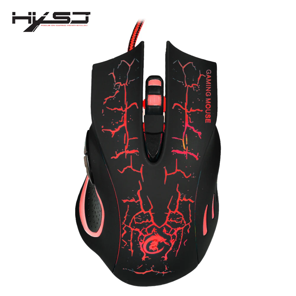 HXSJ Professional Wired Gaming Mouse 5600DPI Adjustable 6 Buttons Cable
