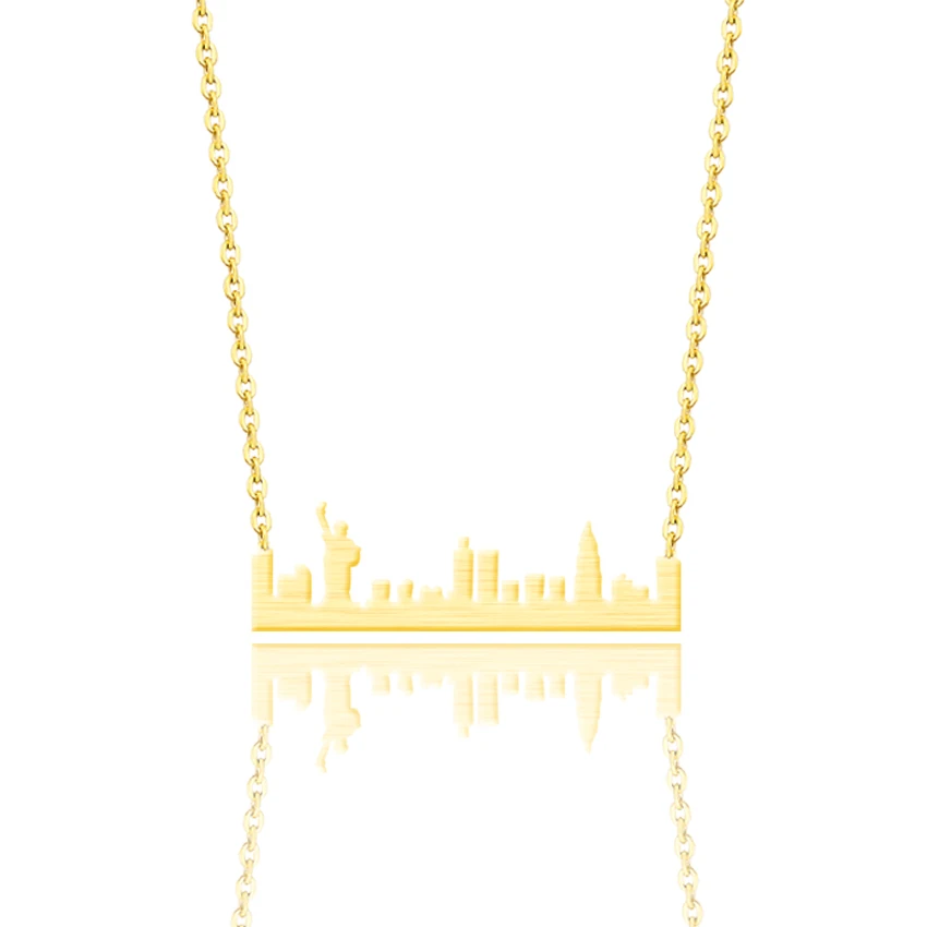 

Vintage Statue of Liberty New York Skyline Chain Necklaces City State Cityscape NYC Pendant Women Men Stainless Steel Jewelry