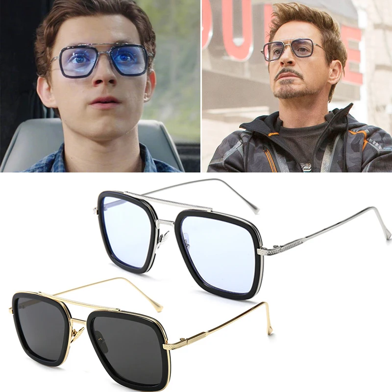 Spiderman Iron Man TONY Stark Sunglass Cosplay Props Retro Edith Glasses Spider-Man Far From Home Sun Glasses Eyewear