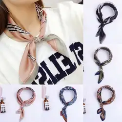 Новый элегантный квадратный шелковый сатиновый шарф небольшой винтажный головной шейный галстук для волос полоса печать кольцо стильные