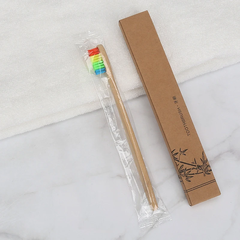 Экологически чистая бамбуковая зубная щетка с бамбуковой ручкой деревянная Мягкая зубная щетка с логотипом на заказ - Цвет: 1pcsColor3